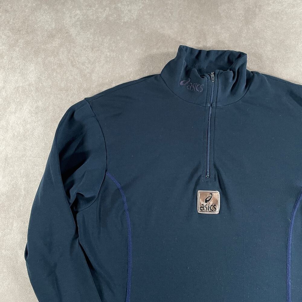 90's Asics Women's Corium 1/4 Zip Running Top Navy Size Medium Athleisure Gym